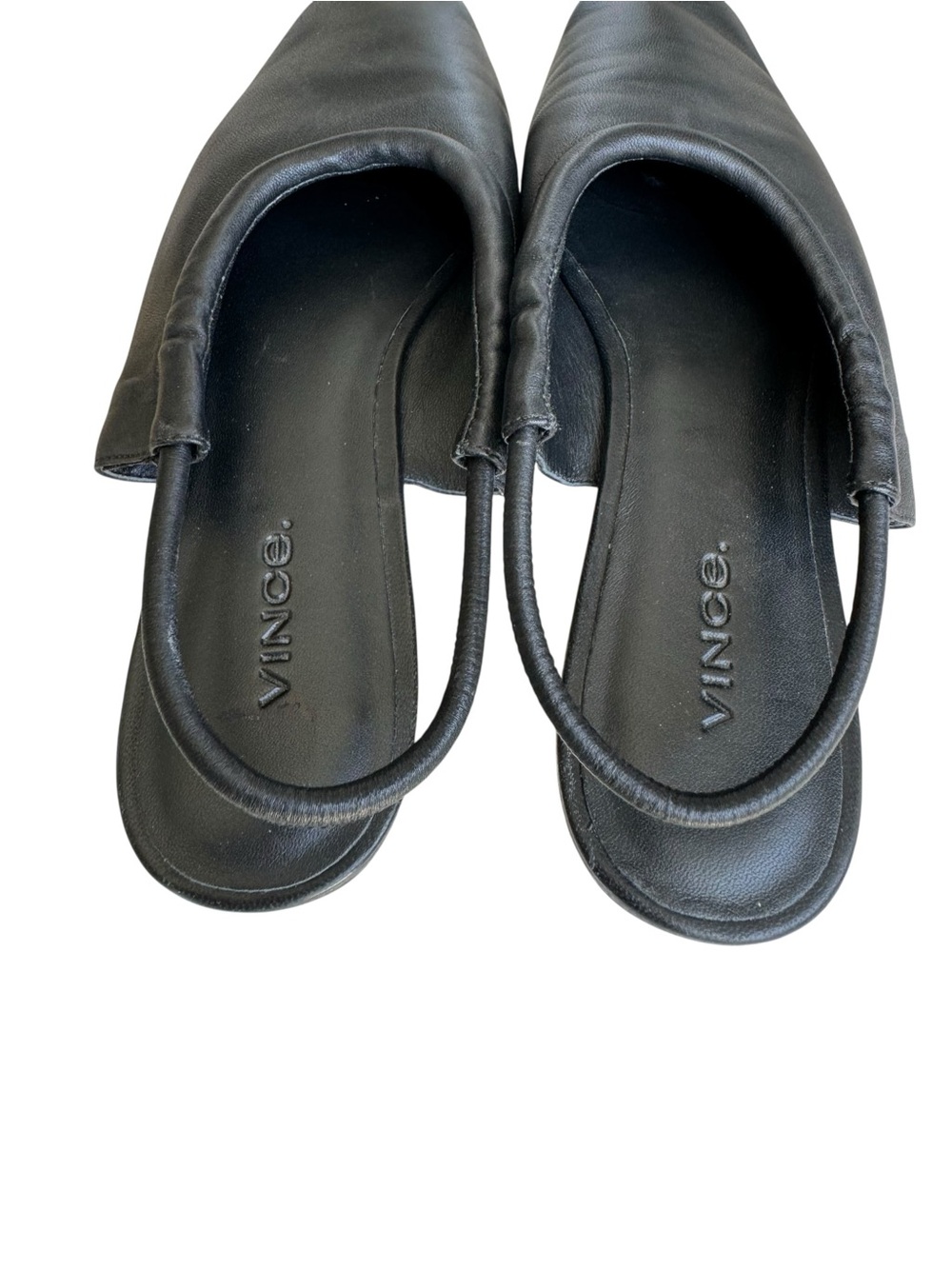 VINCE Cadya Squared Toe Slingback Flat Sandals Black Sheepskin Leather - Picture 11 of 12